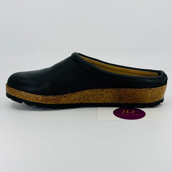Haflinger Women's Phillip Black Leather Slip On Comfort Clogs Size 38 EU/ 7 US - Picture 9 of 14